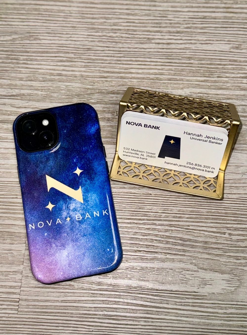 Nova Bank phone and business cards