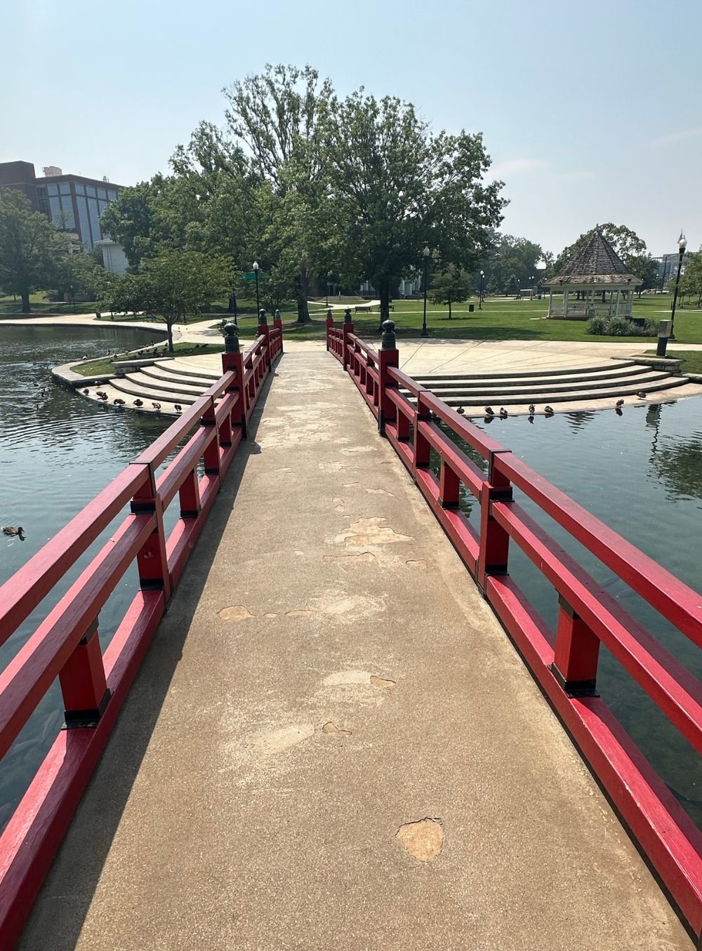 red bridge at Big Spring Park